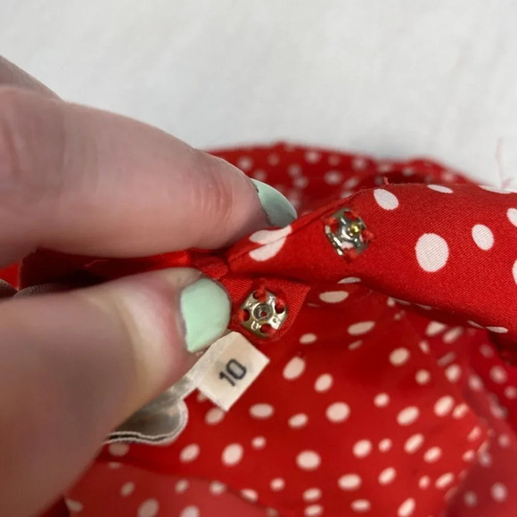Vintage Dress Allison Smith Red Dot Button Back Sheath - Picture 8 of 9